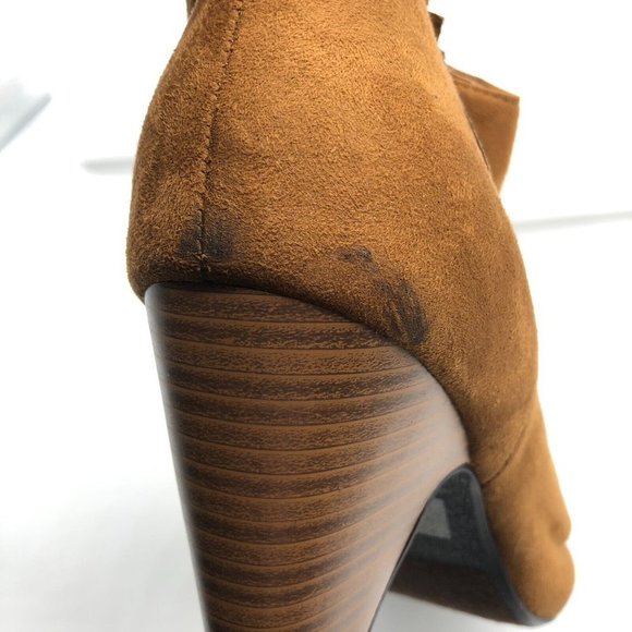 Rue 21 etc! Womens Ankle Booties Peep Toe Heel Faux Suede Zipper Brown Size 10 - Picture 8 of 8